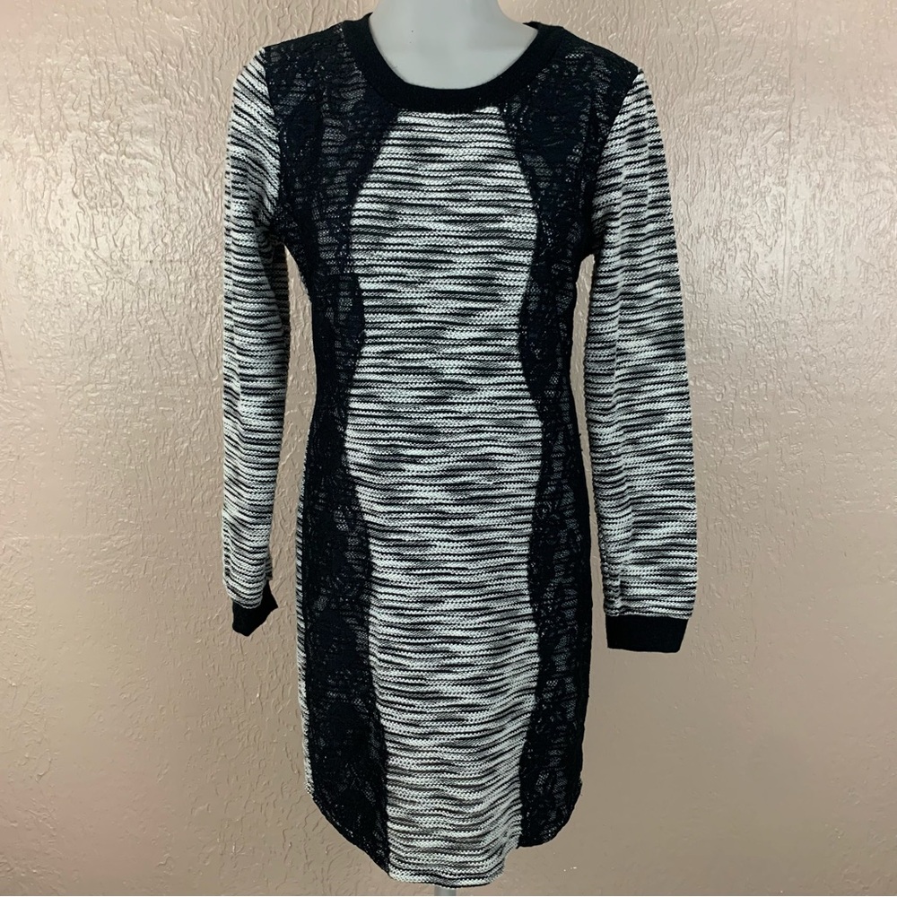 Trixxi Black Lace Long Sleeve Sweater Sheath Dress